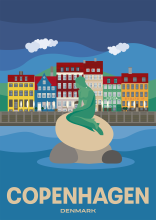 The Little Mermaid Statue in Copenhagen, Denmark.