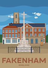 The war memorial on the market square of Fakenham in Norfolk, England.