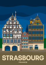 The Pharmacie du Cerf and the Maison Kammerzell near the cathedral in Strasbourg, France.