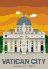 Saint Peter's Basilica and the huge Obelisk in Vatican City State.