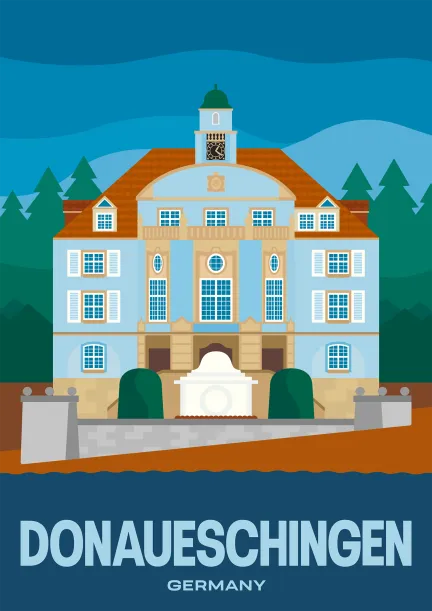 Das Blaue Rathaus in Donaueschingen, Deutschland.