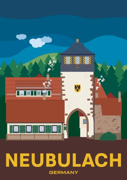 Das Calwer Tor in der malerischen Fachwerkstadt von Neubulach, Deutschland.