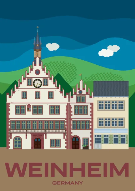 Das alte Rathaus am Marktplatz von Weinheim in Baden-Württemberg, Deutschland.
