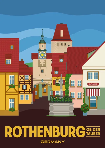 The Röderbrunnen in front of the Röderbogen and the Markusturm.