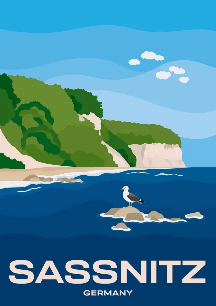 The chalk cliffs and beech forests of Jasmund National Park in Sassnitz, Germany.