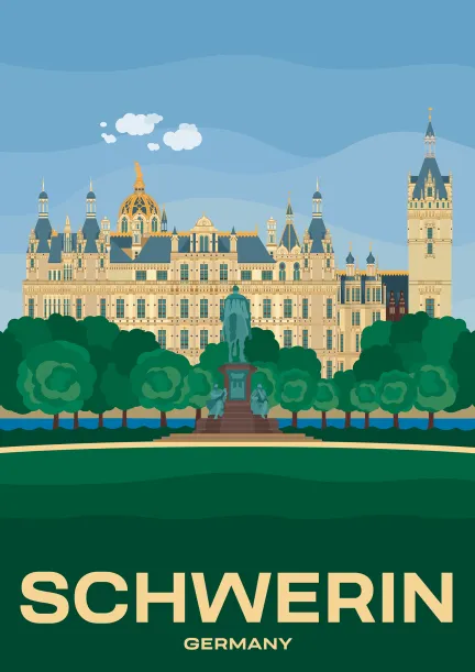 Schwerin Castle, the former home of the dukes and grand dukes of Mecklenburg, in Schwerin, Germany.