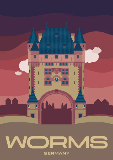 The Nibelungenbrücke over the Rhine in Worms, Germany.
