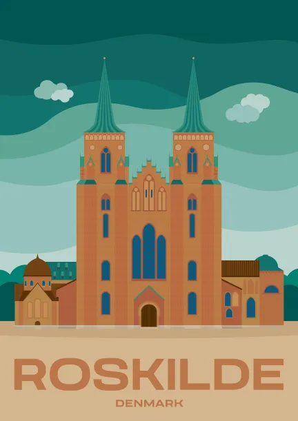 The UNESCO World Heritage Site Roskilde Cathedral in Roskilde, Denmark.