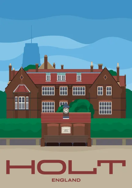Gresham’s Pre Prep School at the main square on Market Place and Church St. in Holt, Norfolk.