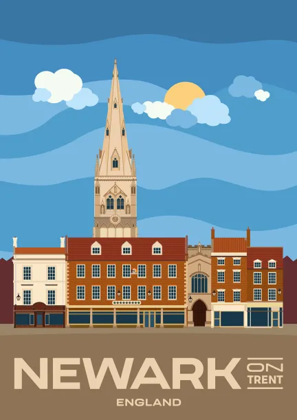 Der Marktplatz von Newark-on-Trent in Nottinghamshire, England.