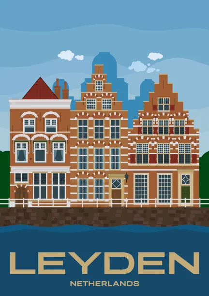 Prächtige Gebäude an der Steenschuur in Leiden, Niederlande.